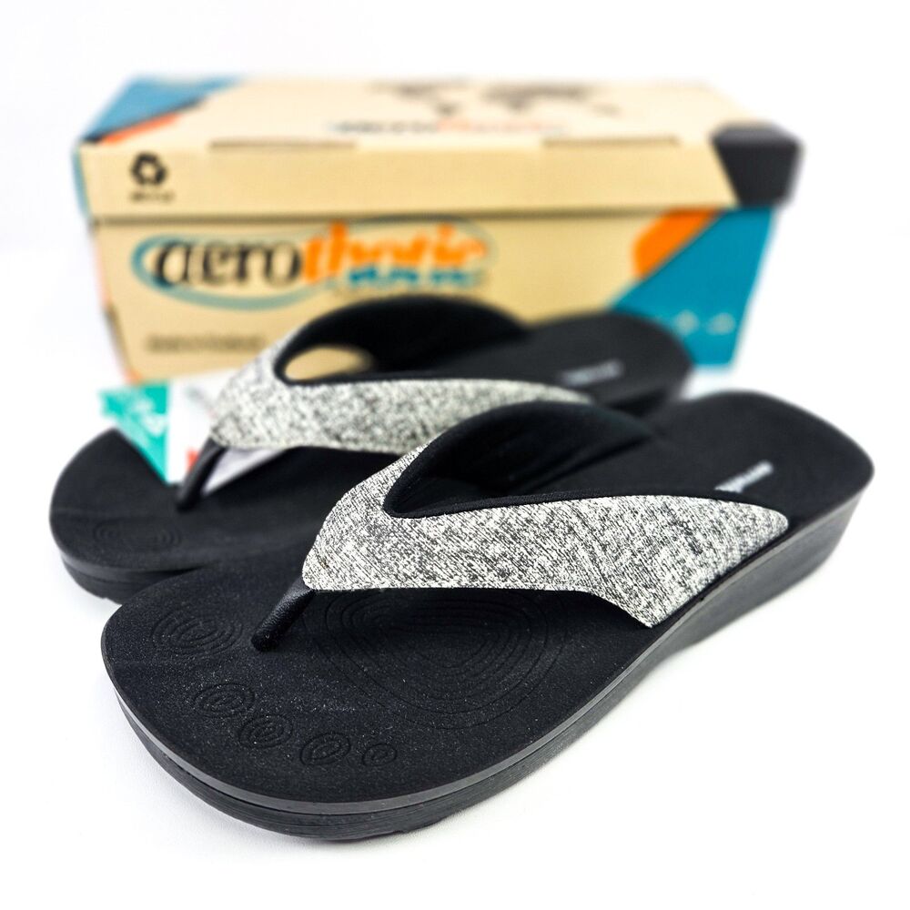 Aerothotic Mellow Vibe Arch Support Flip Flops Black Women’s Size 6